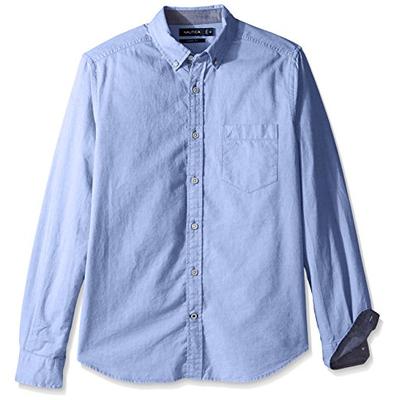 Nautica Men's Tall Long Sleeve Button Down Solid Oxford Shirt, French Blue, 5X Big