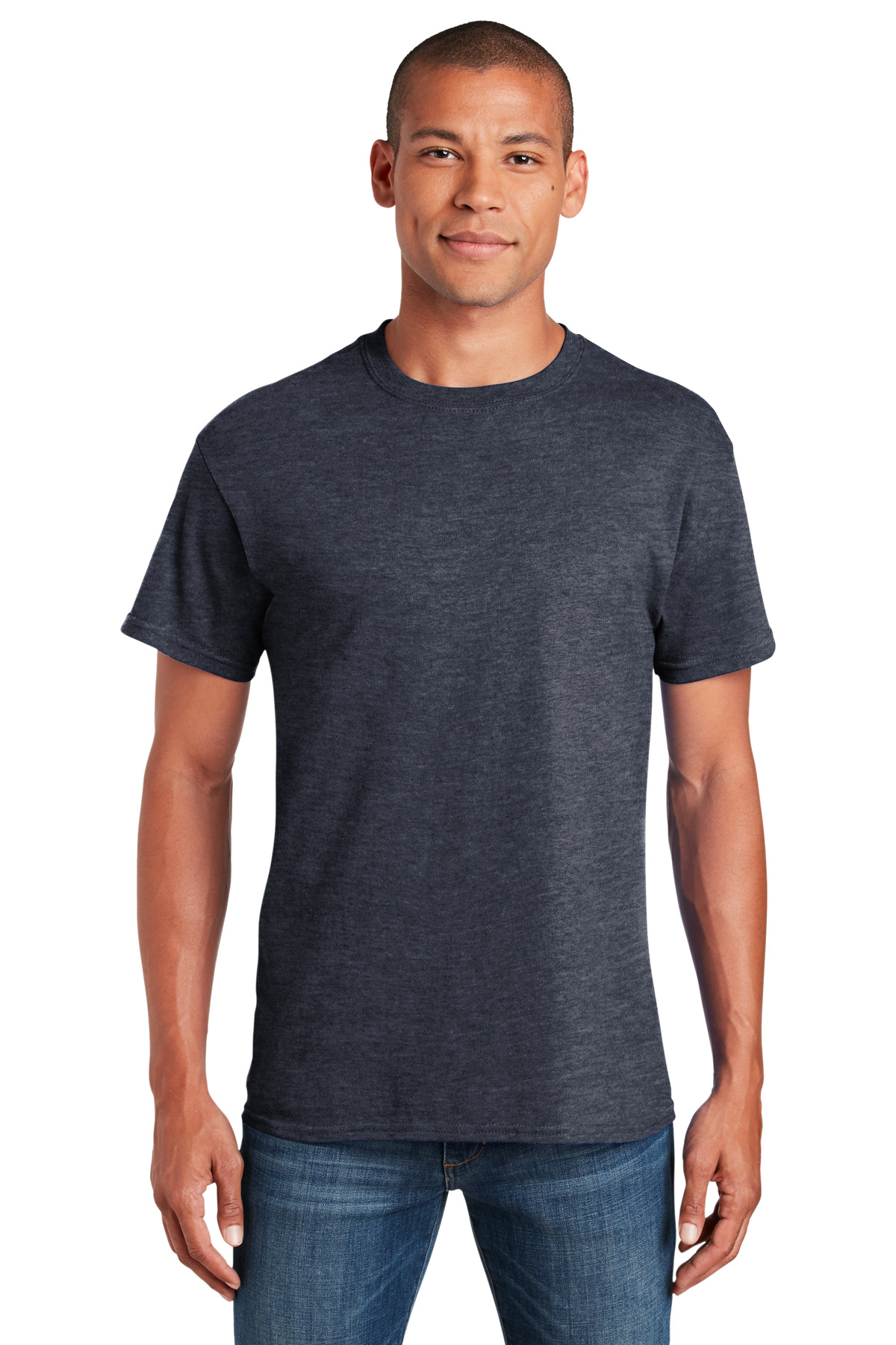 Gildan G500 Adult Heavy Cotton T-Shirt in Heather Navy Blue size Medium 5000, G5000