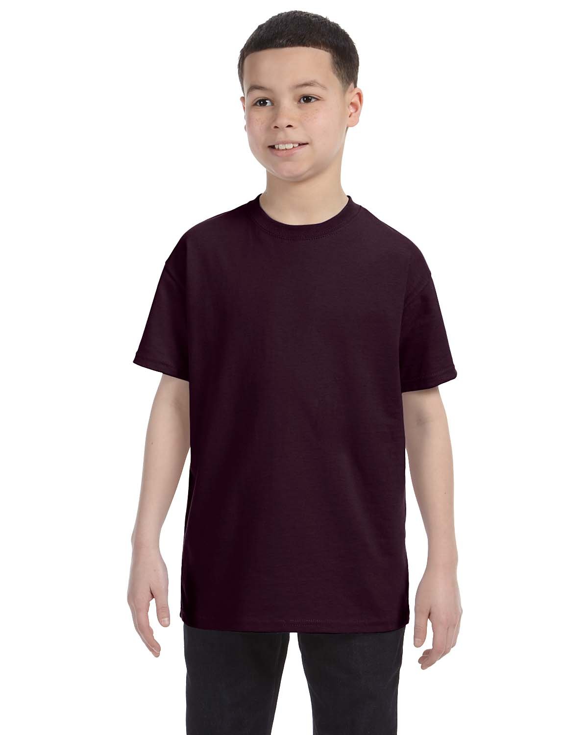 Gildan G500B Youth Heavy Cotton T-Shirt in Dark Chocolate size Large 5000B, G5000B