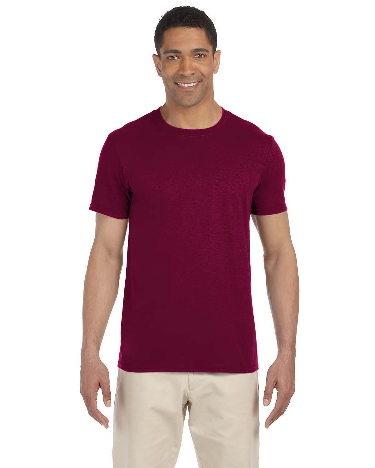Gildan G640 Adult Softstyle T-Shirt in Maroon size Medium | Cotton 64000, G64000