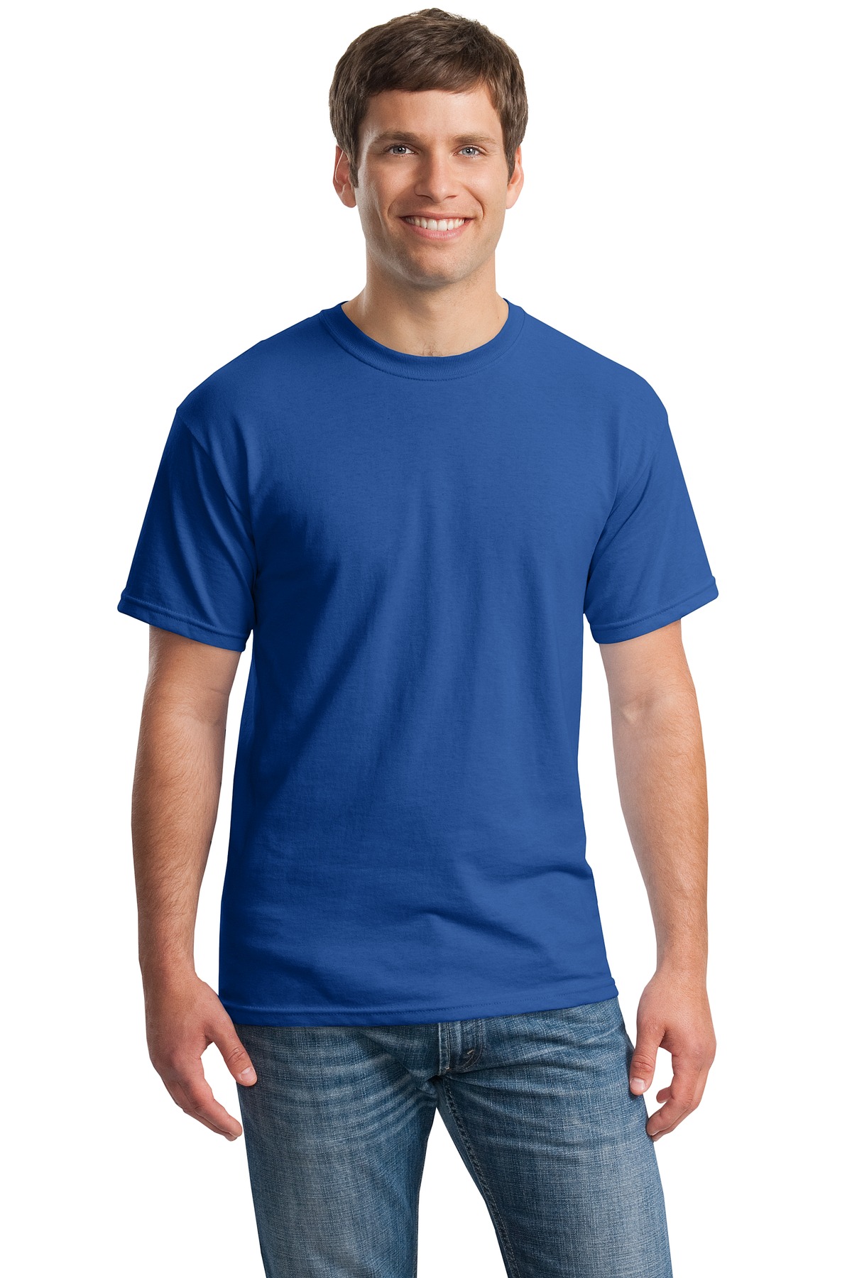 Gildan G500 Adult Heavy Cotton T-Shirt in Neon Blue size Large 5000, G5000