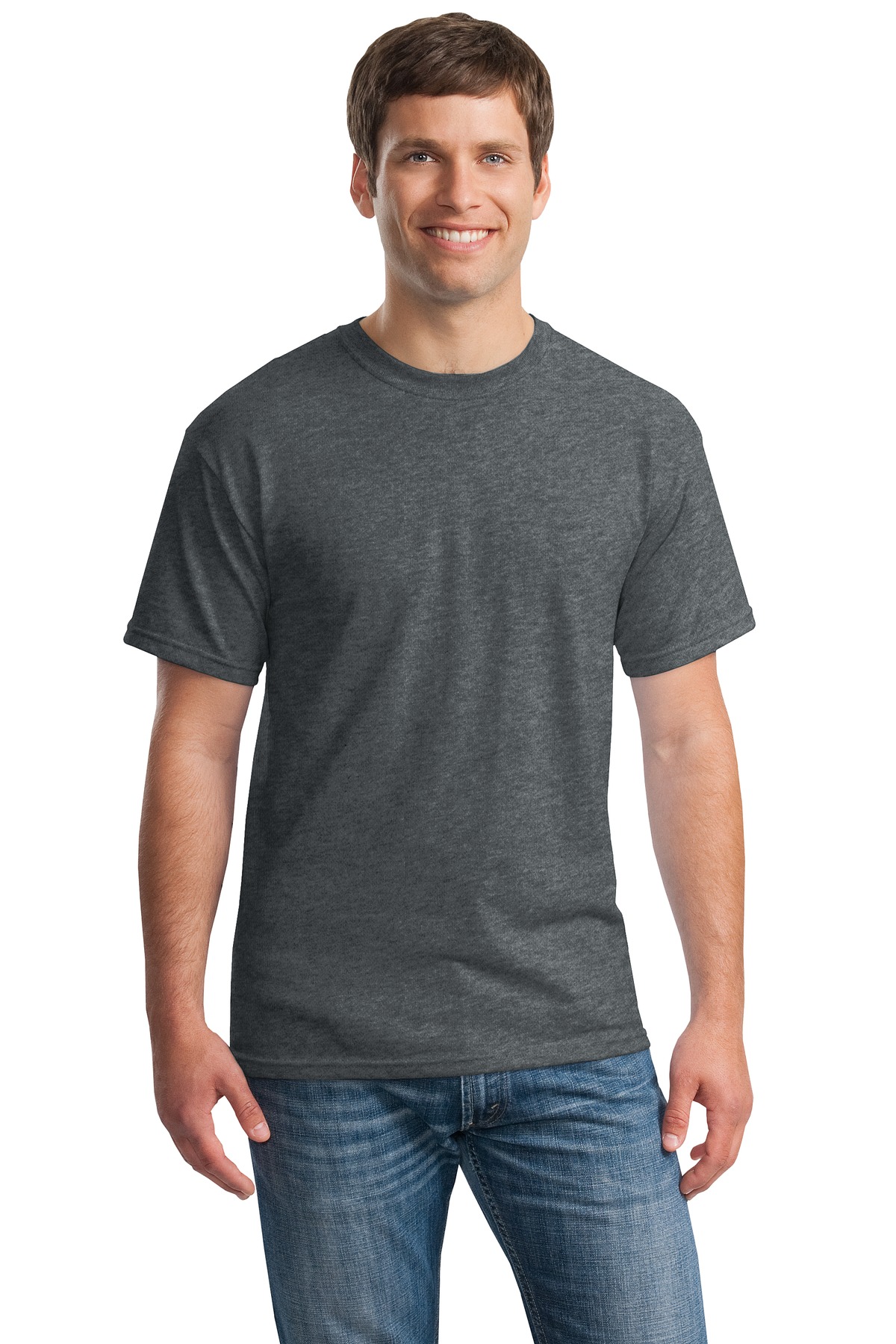 Gildan G500 Adult Heavy Cotton T-Shirt in Dark Heather size Small 5000, G5000