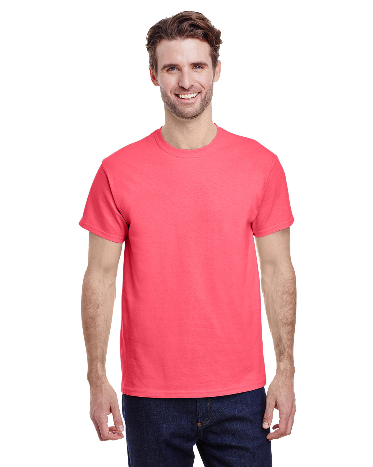Gildan G500 Adult Heavy Cotton T-Shirt in Coral Silk size 4XL 5000, G5000