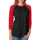 Next Level 6051 Tri-Blend 3/4-Sleeve Raglan T-Shirt in Vintage Red/Vintage Black size XL | Triblend NL6051