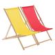 Harbour Housewares 2 Piece Pink & Yellow Wooden Deck Chair Traditional FSC Wood Folding Adjustable Garden/Beach Sun Lounger Recliner