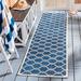 Blue/Navy 27 x 0.25 in Area Rug - Winston Porter Herefordshire Geometric Navy/Beige Indoor/Outdoor Area Rug | 27 W x 0.25 D in | Wayfair