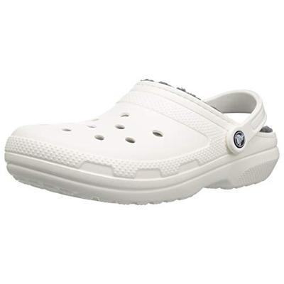 Crocs Classic Lined Clog, white/grey, 10 US Women / 8 US Men