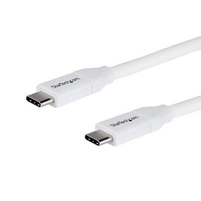 StarTech.com USB C to USB C Cable - 6 ft / 2m - 5A PD - M/M - White - USB 2.0 - USB-IF Certified - U