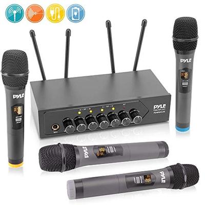 Portable Uhf Wireless Microphone System - Battery Operated Four Bluetooth Cordless Microphone Set, I