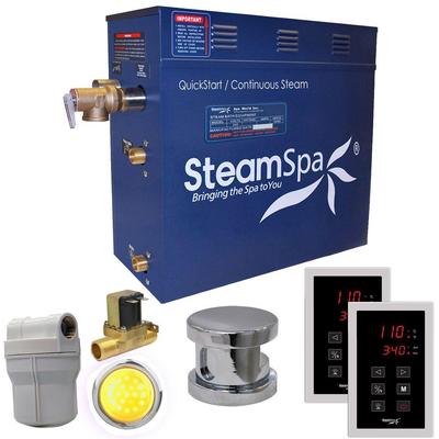 SteamSpa Royal 4.5kW QuickStart Steam Bath Generator Package with Built-In Auto Drain in Polished Ch