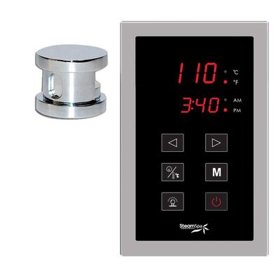 SteamSpa Oasis Programmable Steam Bath Generator Touch Pad Control Kit in Chrome, Grey