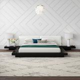 Wade Logan® Andzela Low Profile Platform Bed Wood & /Upholstered/Faux leather in White/Black | 27 H x 137 W x 92 D in | Wayfair
