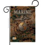 Breeze Decor Marine Veteran 2-Sided 18.5 x 13 in. Garden Flag in Black/Brown | 18.5 H x 13 W in | Wayfair BD-MI-G-108424-IP-DB-D-US20-MC