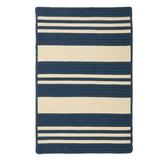 Blue/Navy 72 W in Area Rug - Hokku Designs Wisley Striped Braided Navy/Beige Indoor/Outdoor Area Rug Polypropylene | Wayfair