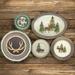 Loon Peak® Midway Melamine Forest Wildlife Print Lodge Western Style 14 Piece Dinnerware Set Melamine in Brown/Gray/Green | Wayfair