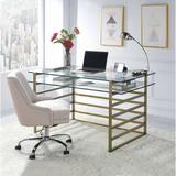 Everly Quinn Glass Desk Glass/Metal in Yellow | 31 H x 56 W x 28 D in | Wayfair 55163FFA9ABA453B99D9686B4CF4BC40