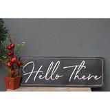 Gracie Oaks Hello there Embossed Metal Printing Wall Décor Metal in Black/Gray/White | 13.25 H x 36.62 W x 0.37 D in | Wayfair