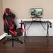 Ebern Designs Bridesdale Desk w/ Gaming Chair & Cup Holder Wood/Metal in Red/Black | Wayfair 45F01799CB9D42779D7BF13E33A0CC07