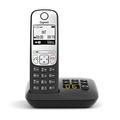 Gigaset A690A Easy to use Cordless DECT Home Telephone with Answering Machine, Speakerphone,Nuisance call block, home office. Single Handset, Silver/Black (Single)