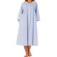 Slenderella Ladies Luxury Lightweight Cotton Rich Popper Closure Blue Stripe House Coat or Nightdress with Lace Trim Size Medium 12/14