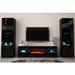 Orren Ellis Delaine Entertainment Center for TVs up to 88" w/ Electric Fireplace Included Wood/Glass in Black | Wayfair