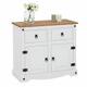 Idimex - Buffet campo commode bahut vaisselier en pin massif blanc et brun avec 2 tiroirs 2 portes