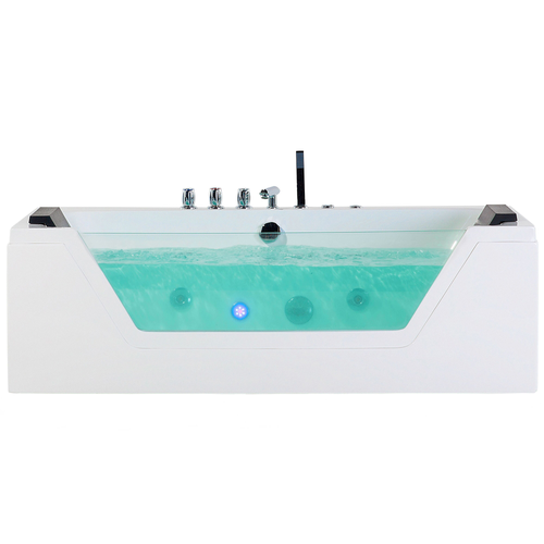Whirlpool-Badewanne Weiß 160 x 76 cm Sanitäracryl LED Beleuchtung Modern