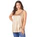 Plus Size Women's Scoopneck Metallic Tank Top by Roaman's in Sparkling Champagne Metallic (Size 14/16) Top Sleeveless Sparkle Shirt