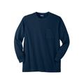 Men's Big & Tall Shrink-Less™ Lightweight Long-Sleeve Crewneck Pocket T-Shirt by KingSize in Navy (Size XL)