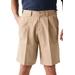 Men's Big & Tall Wrinkle-Free Expandable Waist Pleat Front Shorts by KingSize in Dark Khaki (Size 40)