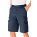 Men's Big & Tall 12" Side Elastic Cargo Shorts by KingSize in Navy (Size 36)