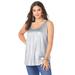 Plus Size Women's Scoopneck Metallic Tank Top by Roaman's in Silver Shimmer Metallic (Size 18/20) Top Sleeveless Sparkle Shirt