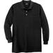 Men's Big & Tall Longer-Length Long-Sleeve Shrink-Less™ Piqué Polo by KingSize in Black (Size 2XL)