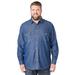 Men's Big & Tall Boulder Creek® Long Sleeve Denim and Twill Shirt by Boulder Creek in Stonewash Denim (Size 4XL)