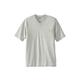 Men's Big & Tall Shrink-Less™ Lightweight V-Neck Pocket T-Shirt by KingSize in Heather Grey (Size 3XL)