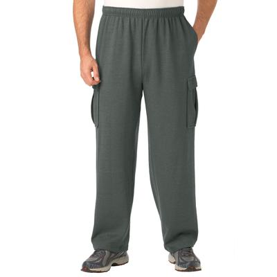 Men's Big & Tall Fleece Cargo Sweatpants by KingSize in Heather Charcoal (Size 7XL)