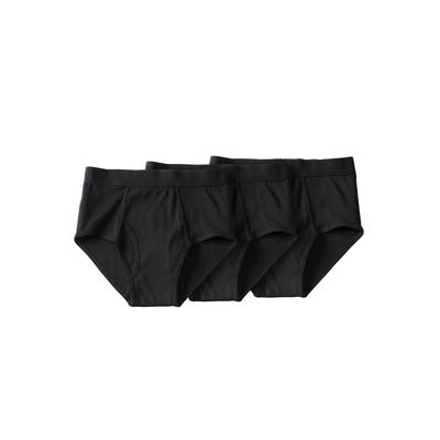 Men's Big & Tall Classic Cotton Briefs 3-Pack by KingSize in Black (Size XL) Underwear