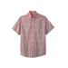 Men's Big & Tall Short Sleeve Wrinkle-Free Sport Shirt by KingSize in Salmon Plaid (Size 2XL)