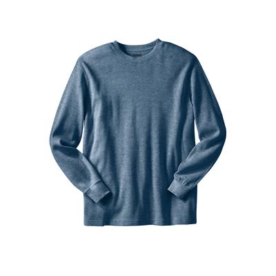 Men’s Big & Tall Waffle-knit Thermal Crewneck Tee by KingSize in Heather Slate Blue (Size 4XL) Long Underwear Top