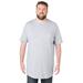 Men's Big & Tall Shrink-Less™ Lightweight Longer-Length Crewneck Pocket T-Shirt by KingSize in Heather Grey (Size 6XL)