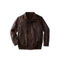 Men's Big & Tall Leather Bomber Jacket by KingSize in Brown (Size 5XL)