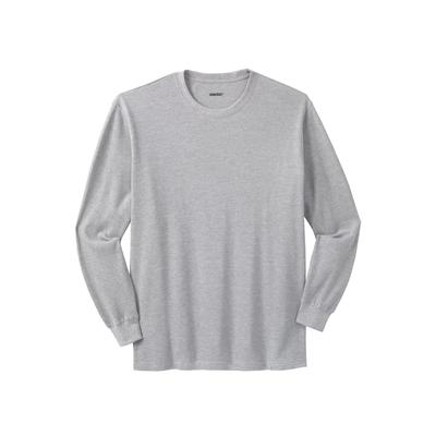 Men's Big & Tall Waffle-knit thermal crewneck tee by KingSize in Heather Grey (Size L) Long Underwear Top