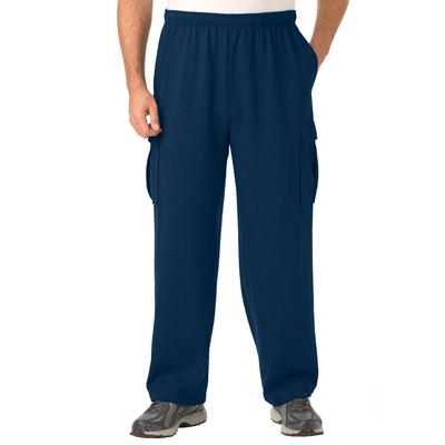 Men's Big & Tall Fleece Cargo Sweatpants by KingSize in Navy (Size 7XL)