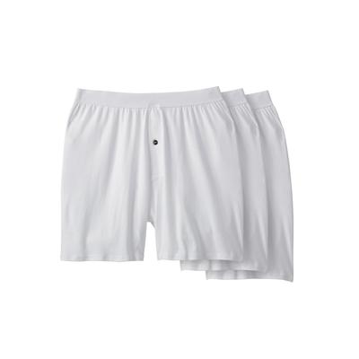 Men's Big & Tall Cotton Boxers 3-Pack by KingSize in White (Size 9XL)