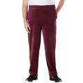 Men's Big & Tall Velour Open Bottom Pants by KingSize in Deep Burgundy (Size XL)