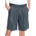 Men's Big & Tall Wrinkle-Free Expandable Waist Pleat Front Shorts by KingSize in Carbon (Size 46)