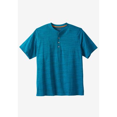 Men’s Big & Tall Heavyweight Short-Sleeve Henley Shirt by Boulder Creek in Classic Teal Marl (Size XL)