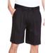 Men's Big & Tall Wrinkle-Free Expandable Waist Pleat Front Shorts by KingSize in Black (Size 48)