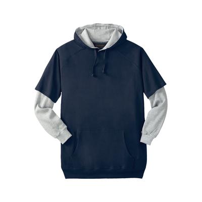 Men's Big & Tall Thermal Lined Layered Look Hoodie by Boulder Creek® in Navy (Size 6XL)