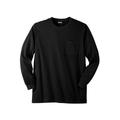Men's Big & Tall Shrink-Less™ Lightweight Long-Sleeve Crewneck Pocket T-Shirt by KingSize in Black (Size L)
